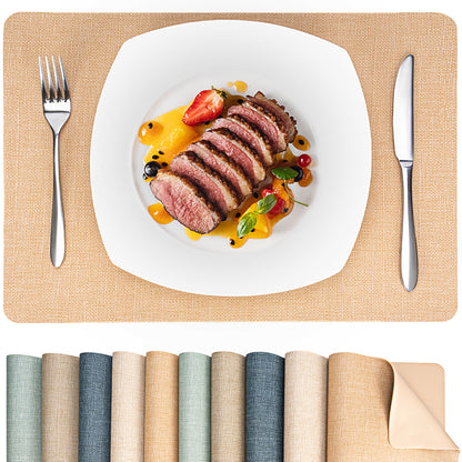 Vegan Leather Placemats Set 2/4/6, Easy-Clean Table Mats