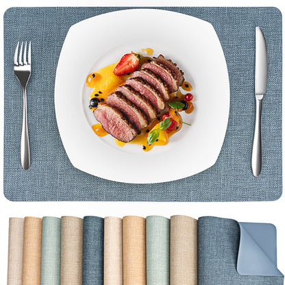 Vegan Leather Placemats Set 2/4/6, Easy-Clean Table Mats