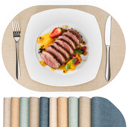 Vegan Leather Placemats Set 2/4/6, Easy-Clean Table Mats