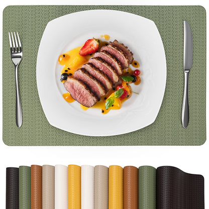Faux Leather Placemats Set, Woven Waterproof Dining Mats
