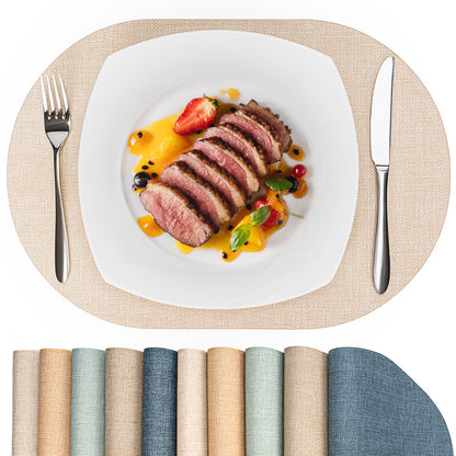 Vegan Leather Placemats Set 2/4/6, Easy-Clean Table Mats