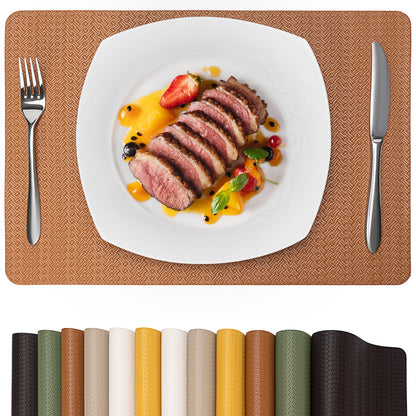 Faux Leather Placemats Set, Woven Waterproof Dining Mats