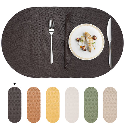 Faux Leather Placemats Set, Woven Waterproof Dining Mats