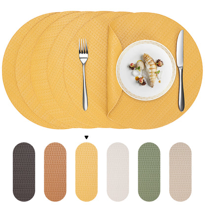 Faux Leather Placemats Set, Woven Waterproof Dining Mats