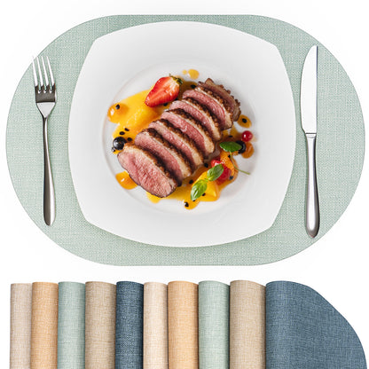 Vegan Leather Placemats Set 2/4/6, Easy-Clean Table Mats