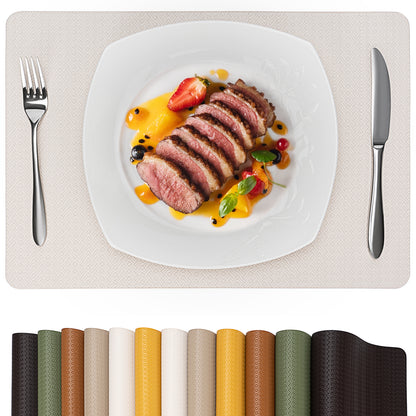 Faux Leather Placemats Set, Woven Waterproof Dining Mats