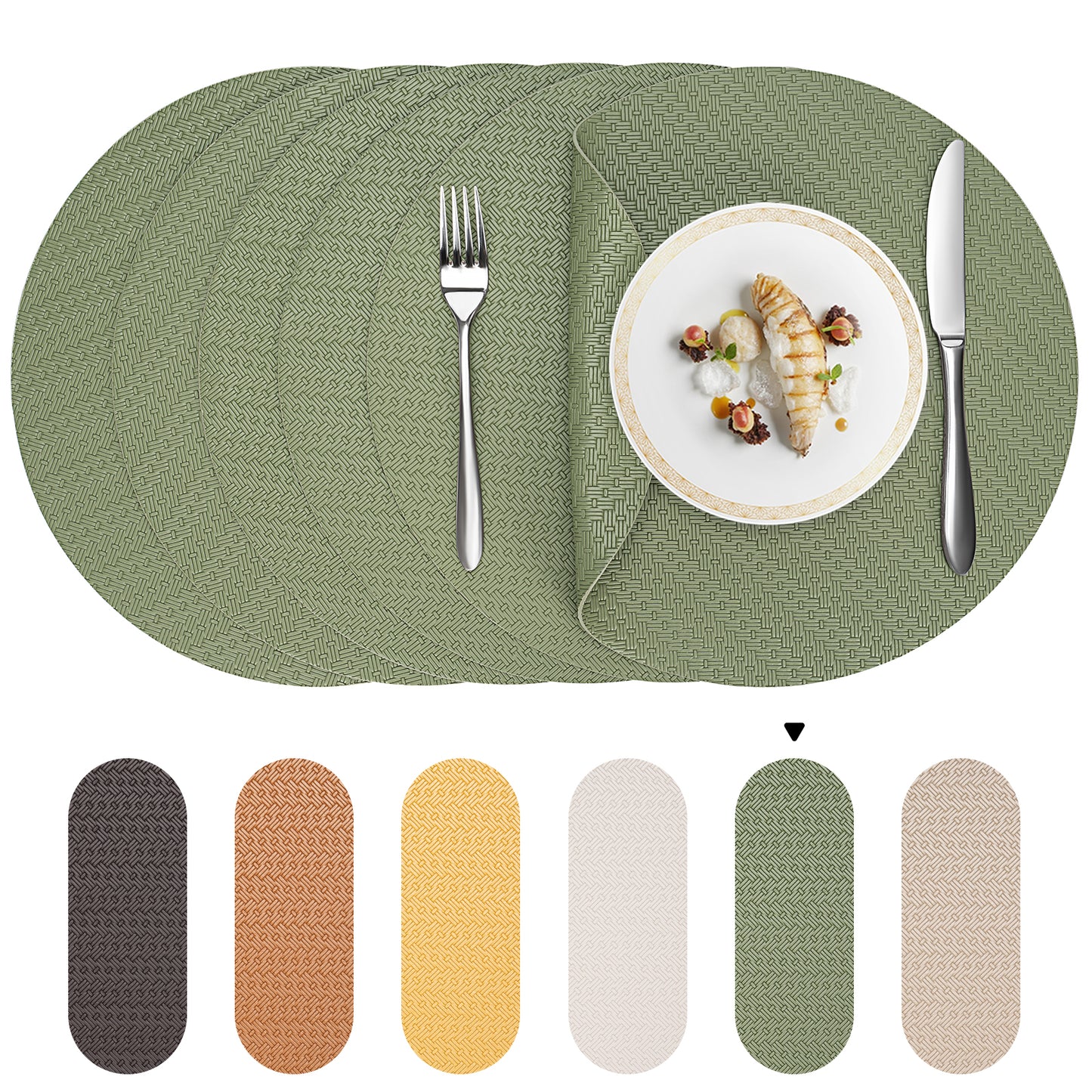 Faux Leather Placemats Set, Woven Waterproof Dining Mats