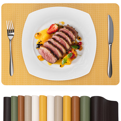 Faux Leather Placemats Set, Woven Waterproof Dining Mats