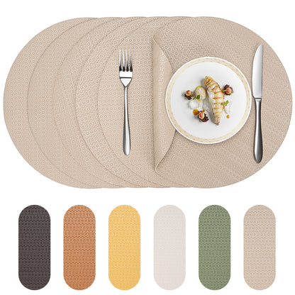 Faux Leather Placemats Set, Woven Waterproof Dining Mats