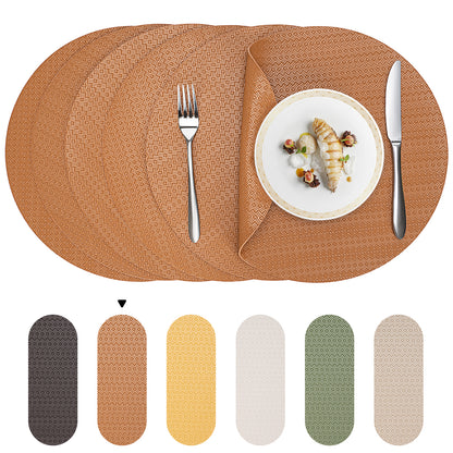Faux Leather Placemats Set, Woven Waterproof Dining Mats