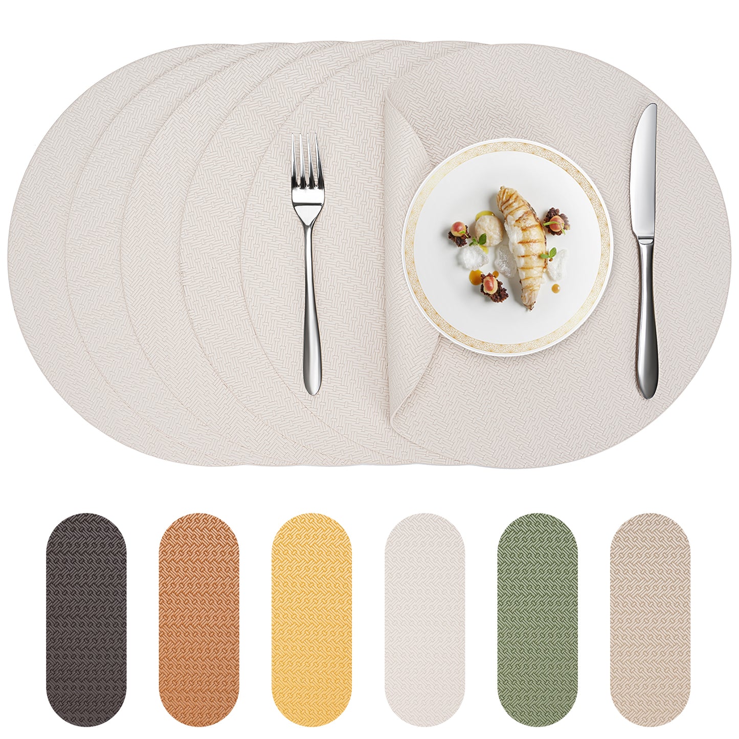 Faux Leather Placemats Set, Woven Waterproof Dining Mats