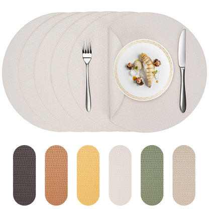 Faux Leather Placemats Set, Woven Waterproof Dining Mats