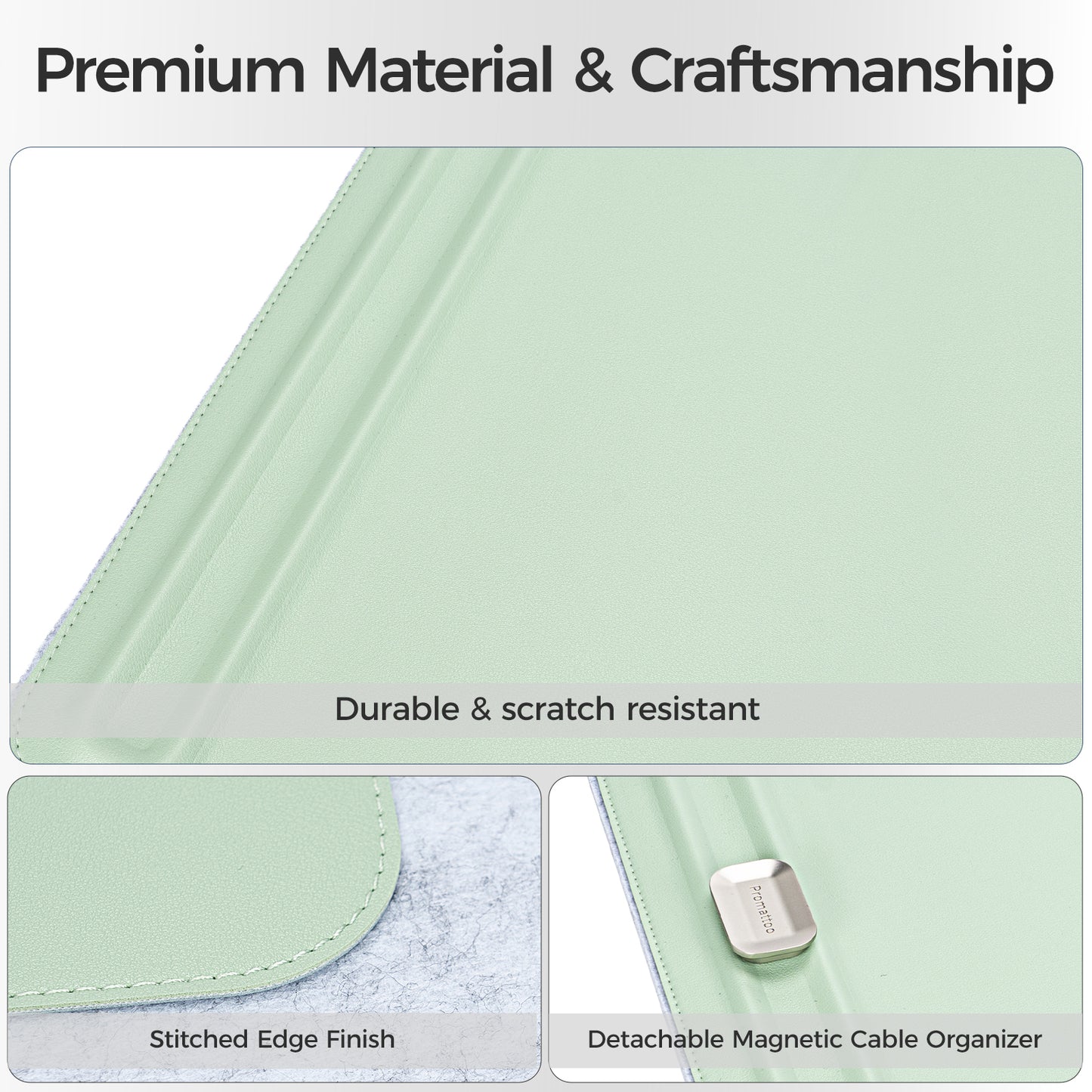 Premium Double-Sided Faux Leather Desk Pad – Non-Slip, Waterproof, with Magnetic Cable Organizer