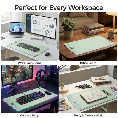 Premium Double-Sided Faux Leather Desk Pad – Non-Slip, Waterproof, with Magnetic Cable Organizer