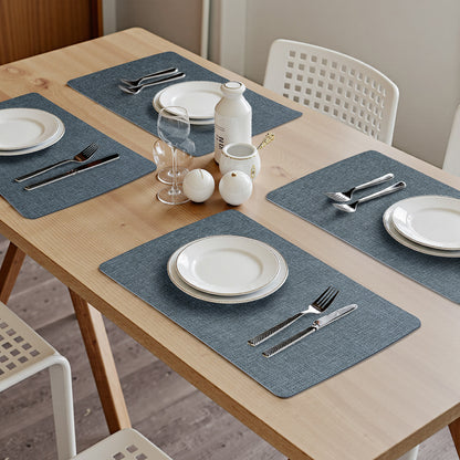 Vegan Leather Placemats Set 2/4/6, Easy-Clean Table Mats