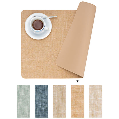 Vegan Leather Placemats Set 2/4/6, Easy-Clean Table Mats