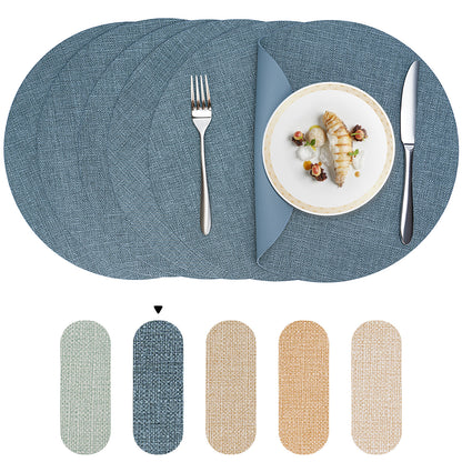 Vegan Leather Placemats Set 2/4/6, Easy-Clean Table Mats