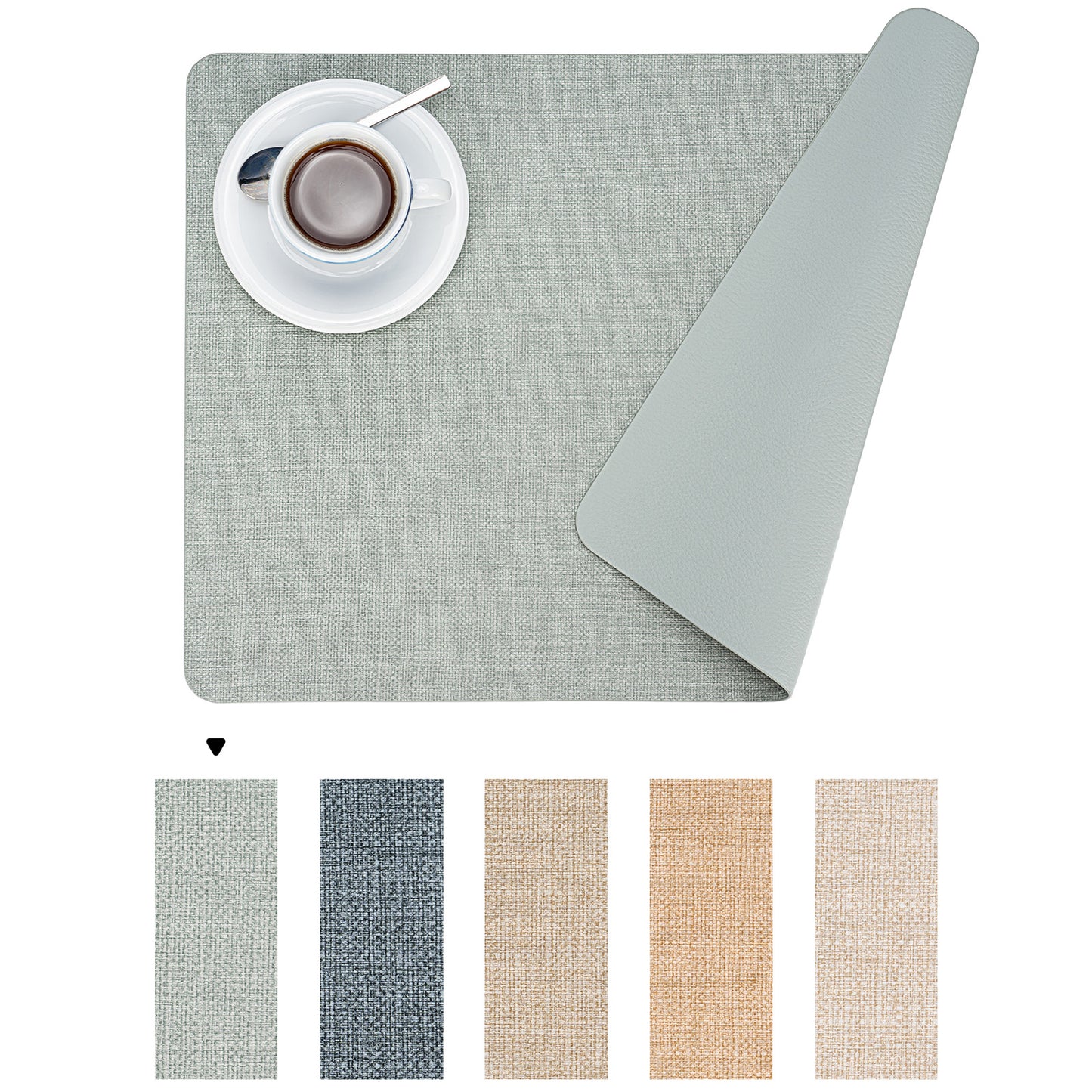 Vegan Leather Placemats Set 2/4/6, Easy-Clean Table Mats