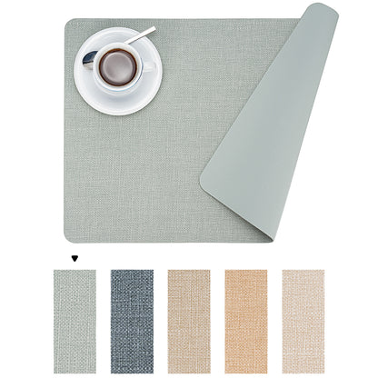 Vegan Leather Placemats Set 2/4/6, Easy-Clean Table Mats