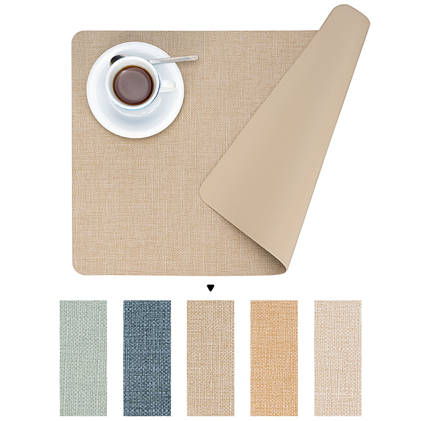Vegan Leather Placemats Set 2/4/6, Easy-Clean Table Mats