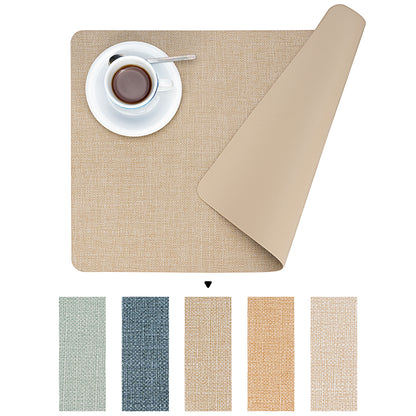 Vegan Leather Placemats Set 2/4/6, Easy-Clean Table Mats