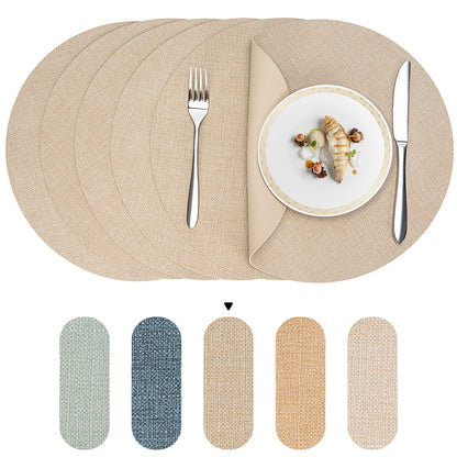 Vegan Leather Placemats Set 2/4/6, Easy-Clean Table Mats