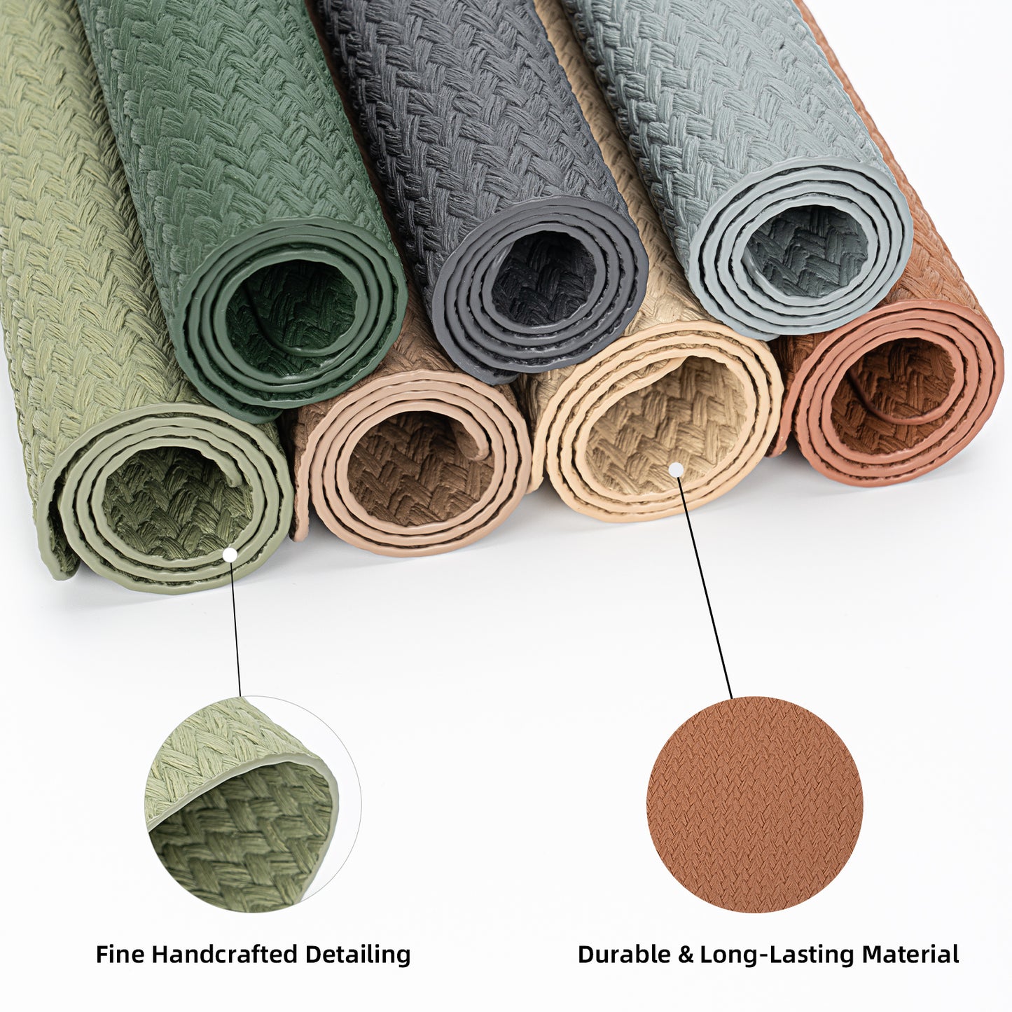 Woven Faux Leather Placemats Set, Waterproof Dining Mats