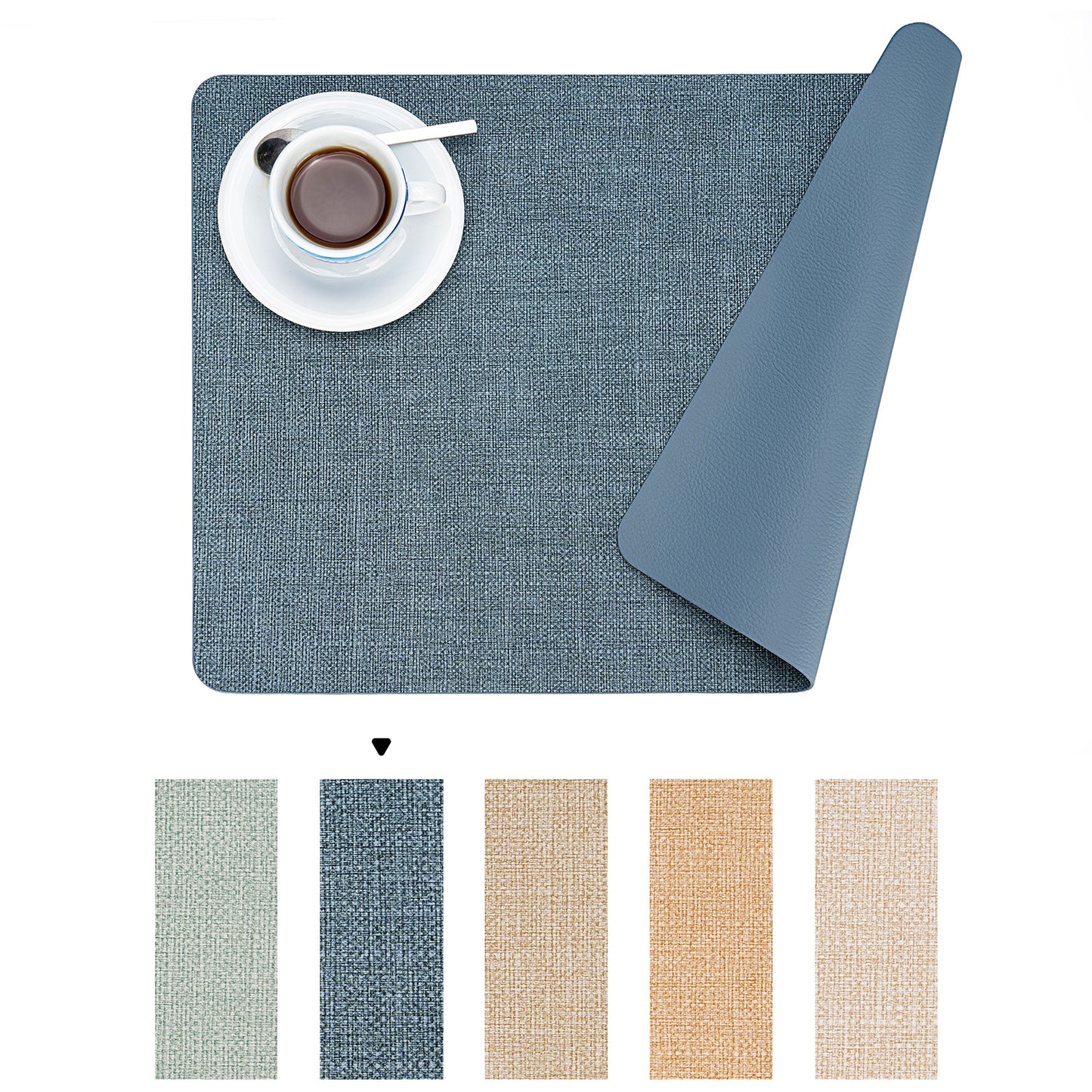 Vegan Leather Placemats Set 2/4/6, Easy-Clean Table Mats