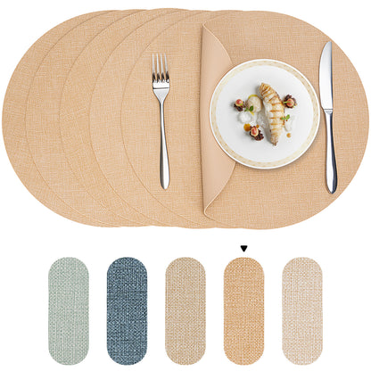 Vegan Leather Placemats Set 2/4/6, Easy-Clean Table Mats