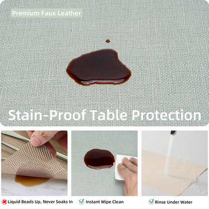 Vegan Leather Placemats Set 2/4/6, Easy-Clean Table Mats