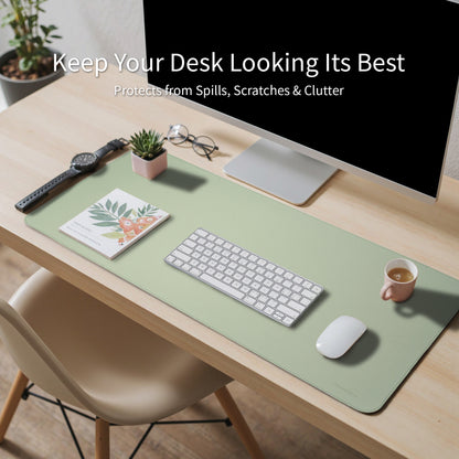 Vegan Leather Desk Pad Protector, Non-Slip Waterproof Mat