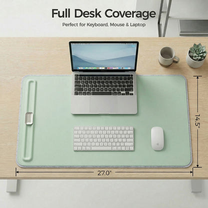 Premium Double-Sided Faux Leather Desk Pad – Non-Slip, Waterproof, with Magnetic Cable Organizer