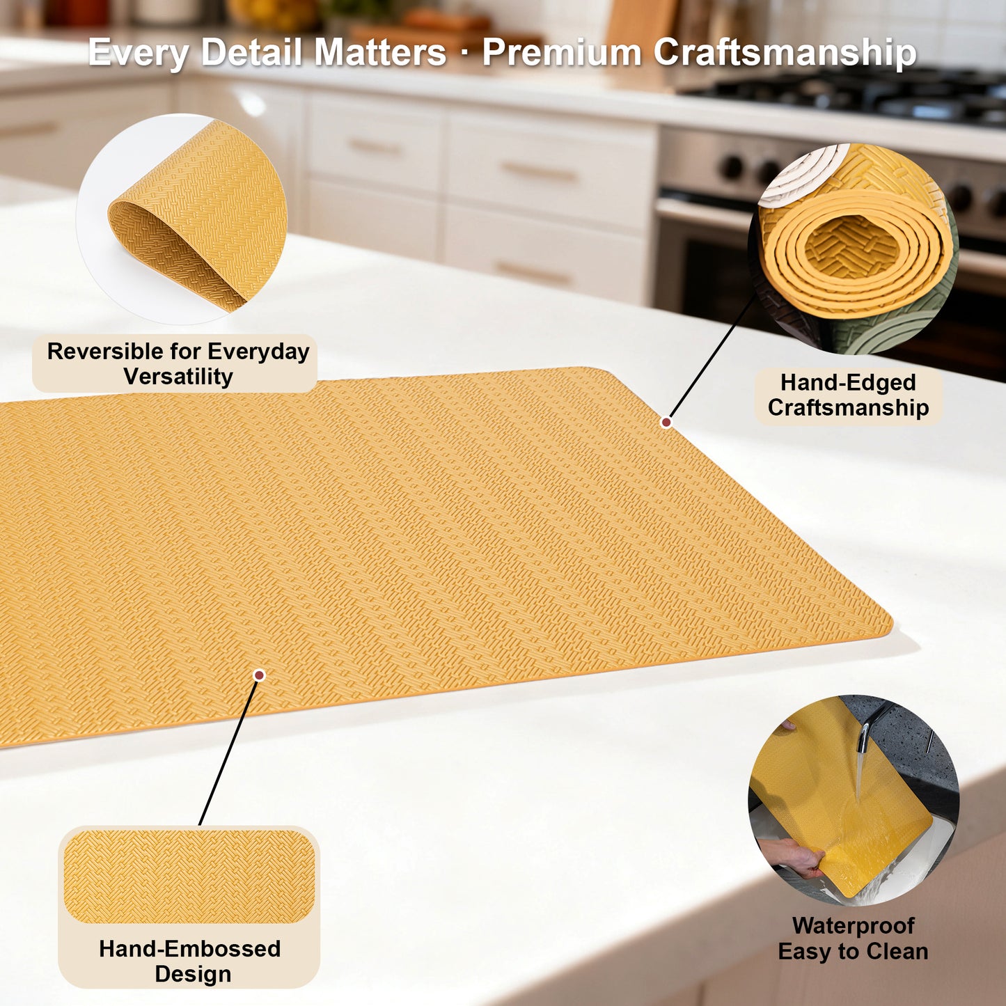 Faux Leather Placemats Set, Woven Waterproof Dining Mats