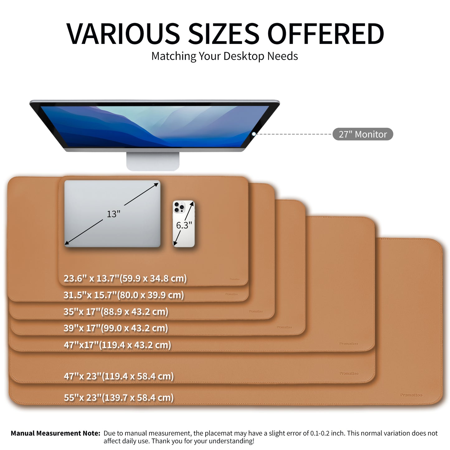 Vegan Leather Desk Pad Protector, Non-Slip Waterproof Mat