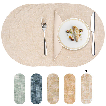 Vegan Leather Placemats Set 2/4/6, Easy-Clean Table Mats