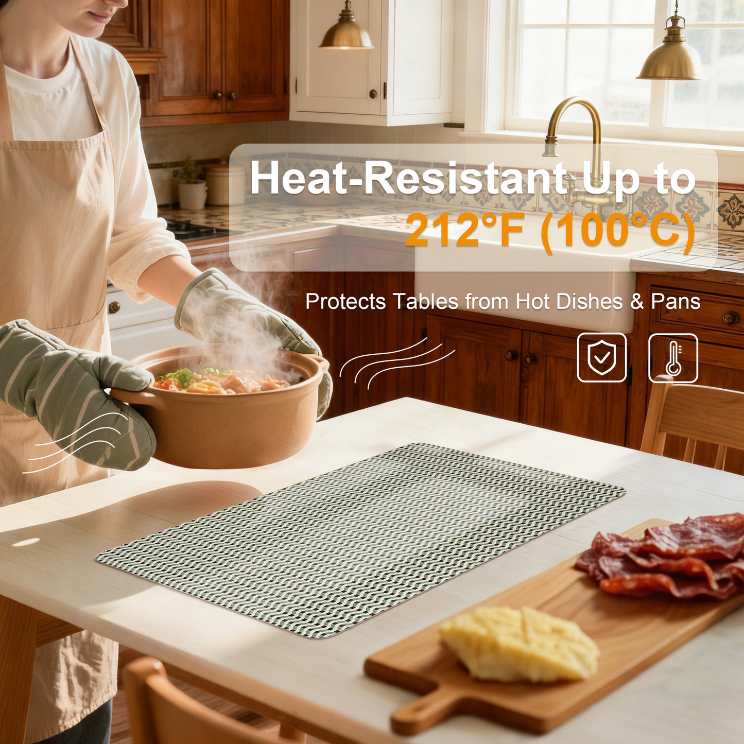 Vegan Leather Placemats Set 2/4/6, Easy-Clean Table Mats