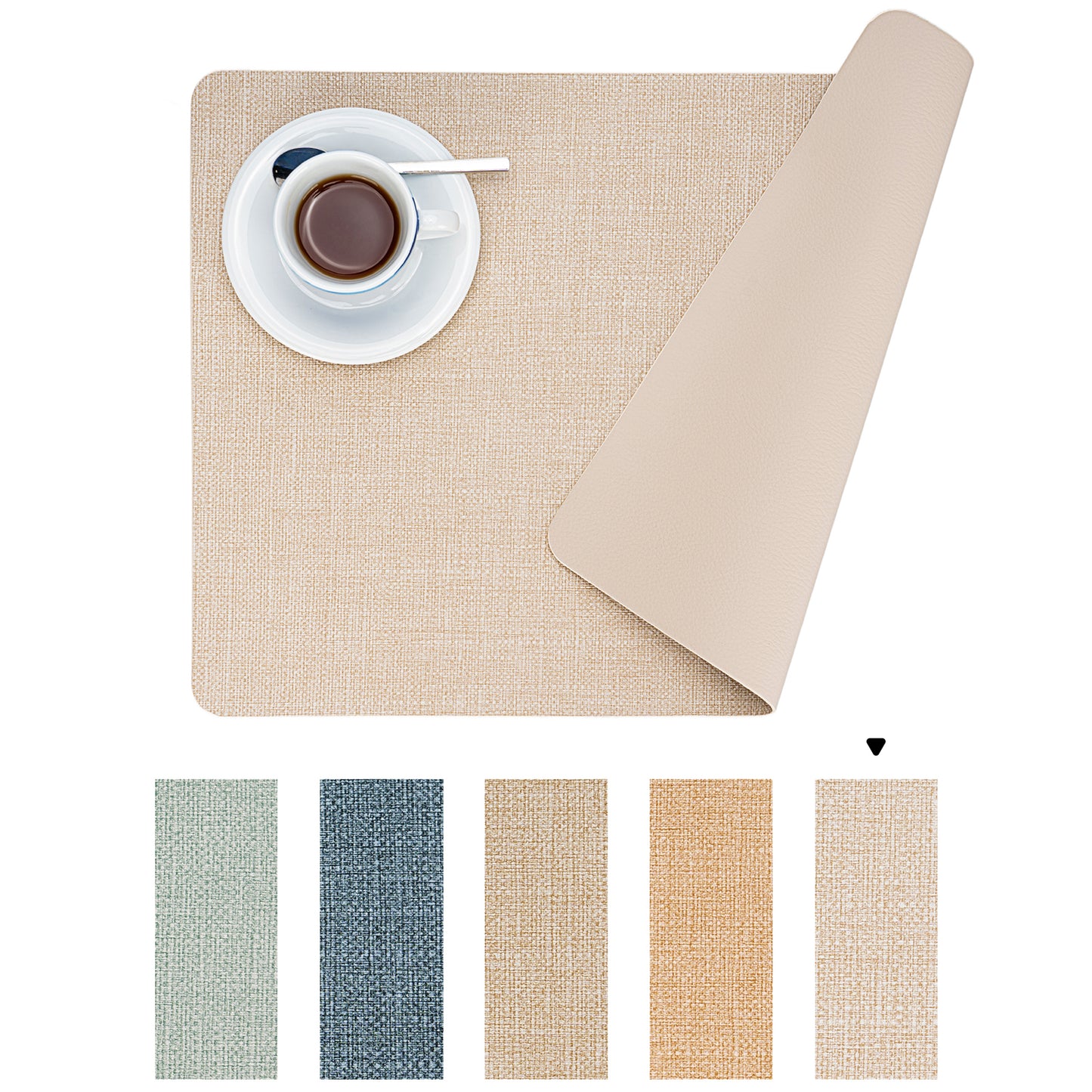 Vegan Leather Placemats Set 2/4/6, Easy-Clean Table Mats