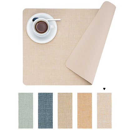 Vegan Leather Placemats Set 2/4/6, Easy-Clean Table Mats