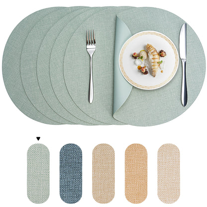 Vegan Leather Placemats Set 2/4/6, Easy-Clean Table Mats