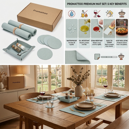 Platzsets aus veganem Leinen-Leder mit Untersetzern und Box