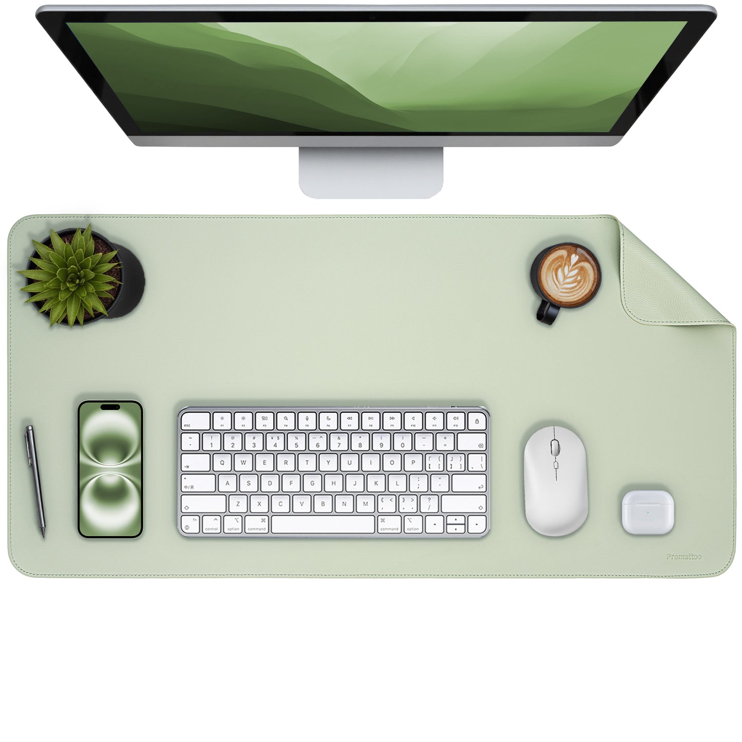 Vegan Leather Desk Pad Protector, Non-Slip Waterproof Mat