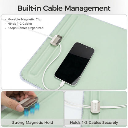 Premium Double-Sided Faux Leather Desk Pad – Non-Slip, Waterproof, with Magnetic Cable Organizer