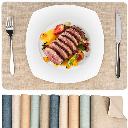 Vegan Leather Placemats Set 2/4/6, Easy-Clean Table Mats