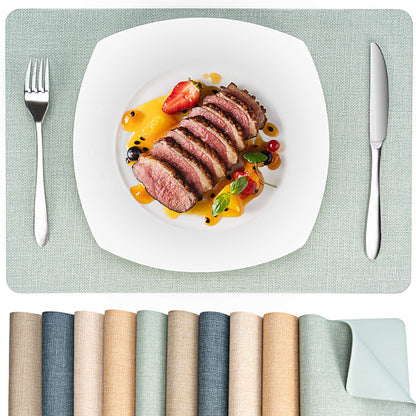Vegan Leather Placemats Set 2/4/6, Easy-Clean Table Mats