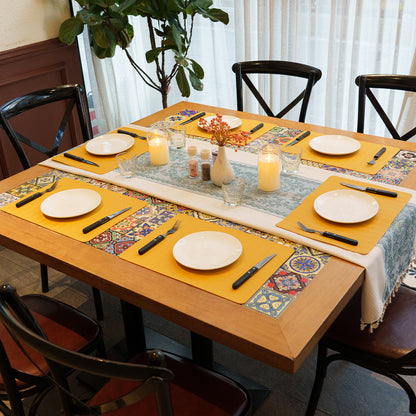 Faux Leather Placemats Set, Woven Waterproof Dining Mats